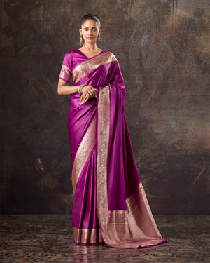 Ethera Mushroo Silk Saree For Festive Formal Wear