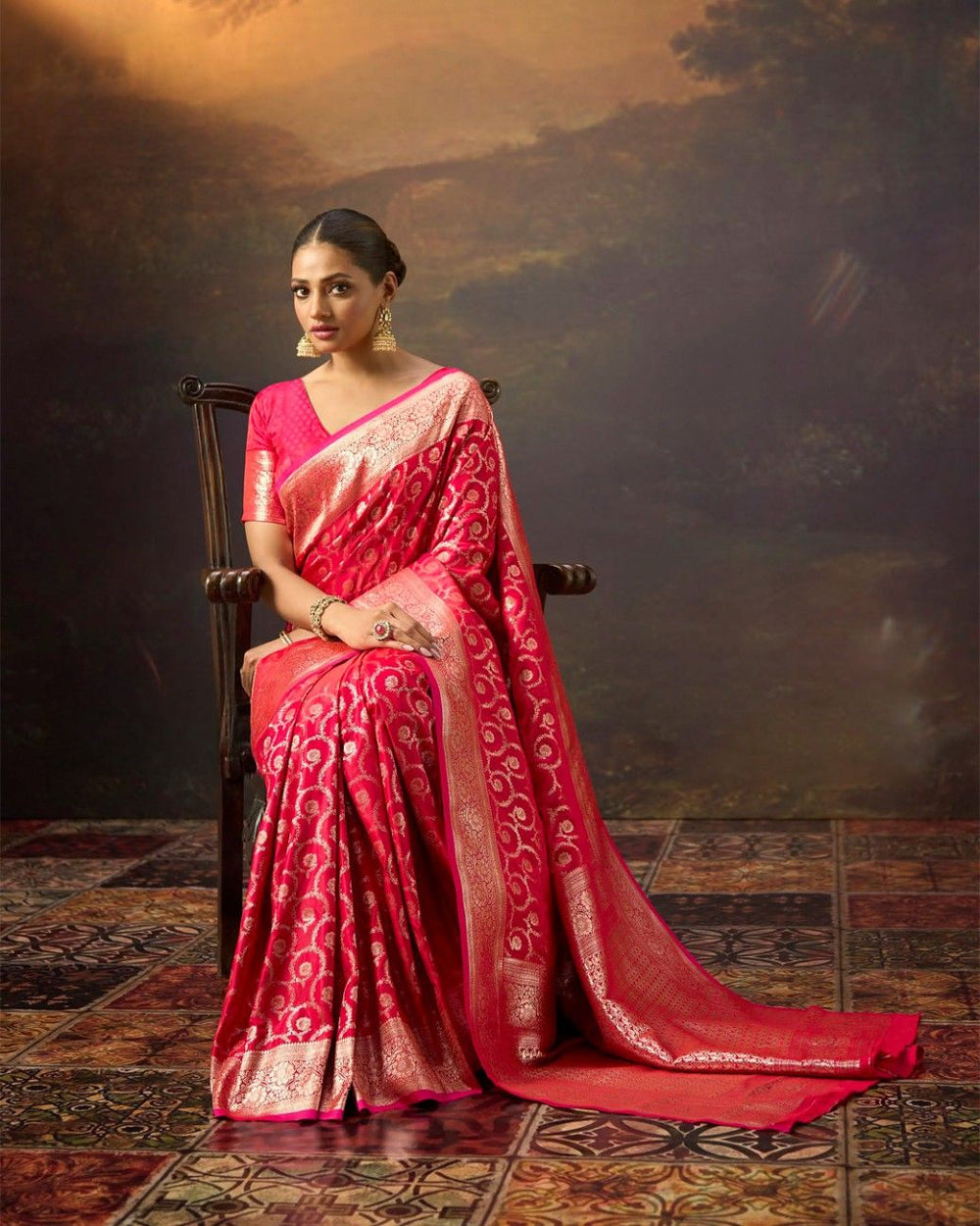 Satin Mushroo Elan Silk Saree For Festive Formal Wear