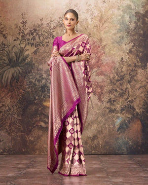 Mushroo Lunara Silk Saree For Festive Formal Wear