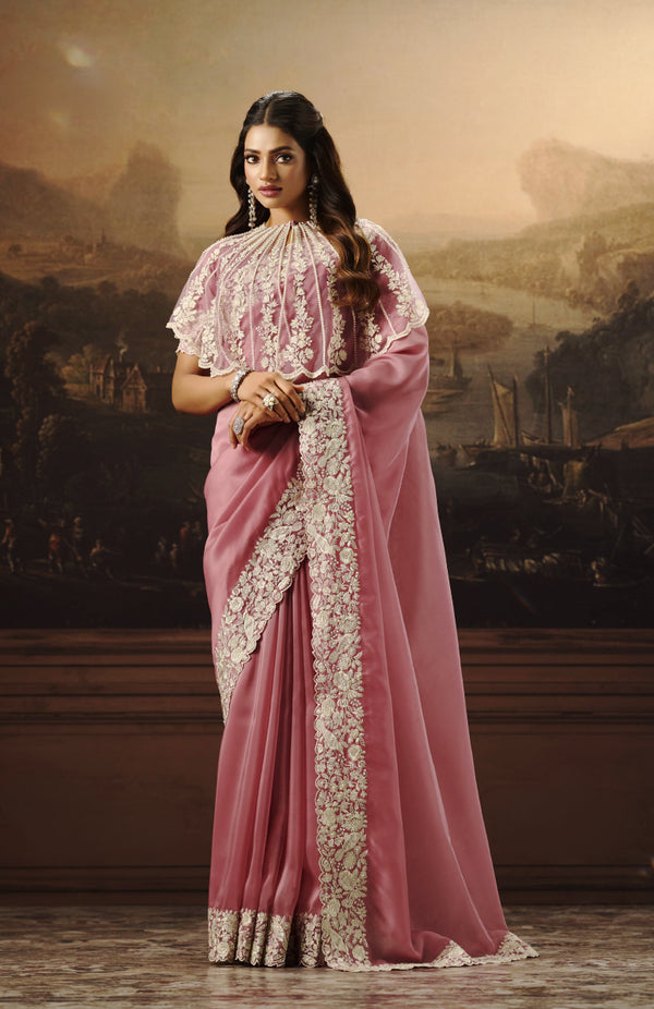 Glamour Organza Saree For Festive Wear