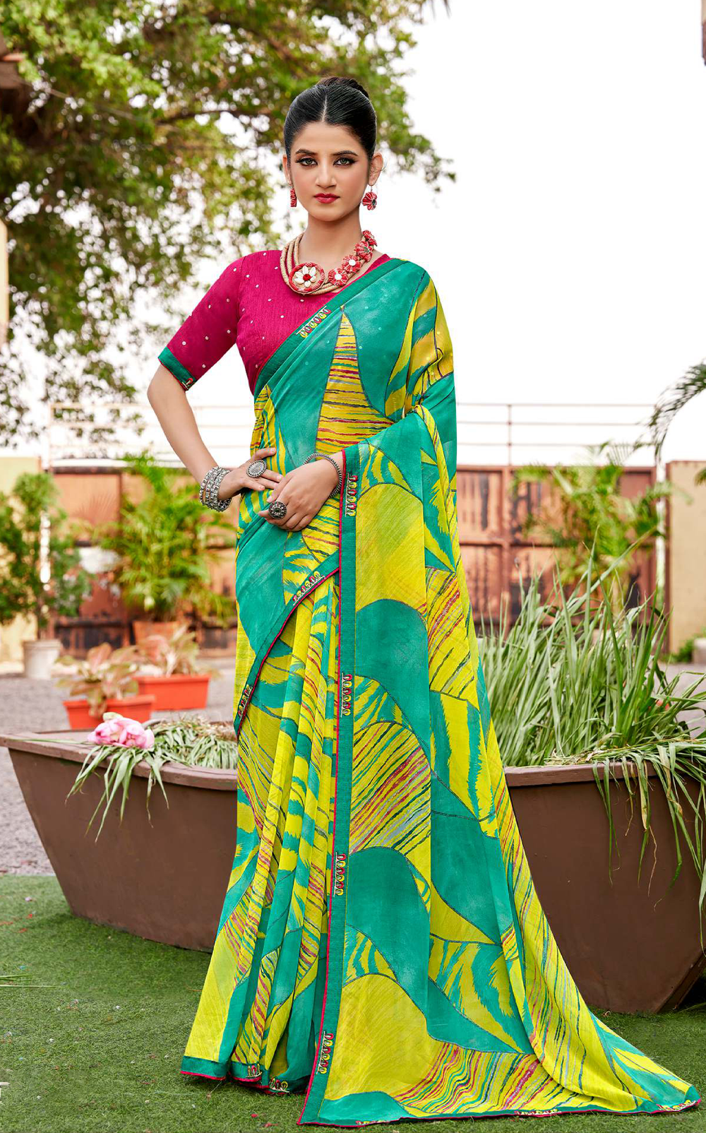 Blush Garden Georgette Saree for Daily Wear