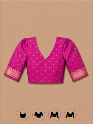 Minimal zari border saree with all-over butti and elegant woven pallu