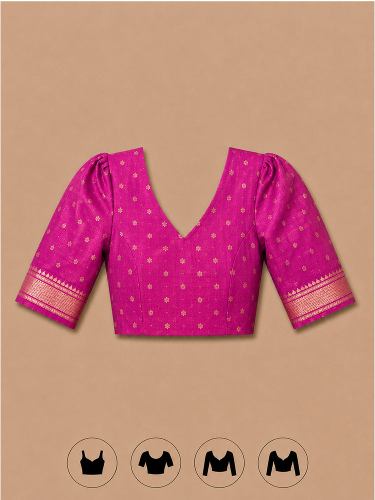Minimal zari border saree with all-over butti and elegant woven pallu