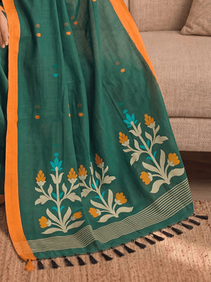 Floral Jute Cotton Handloom Jamdani Saree
