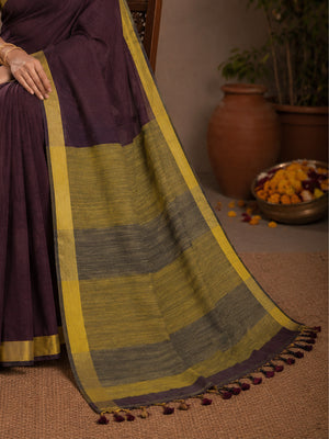 Slub Cotton Antique Zari Border Saree