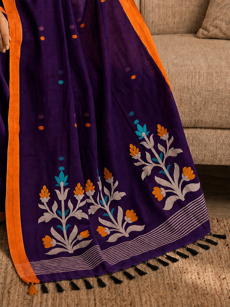 Floral Jute Cotton Handloom Jamdani Saree