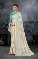 Floral Serenade Moss Silk Saree for Daily Wear