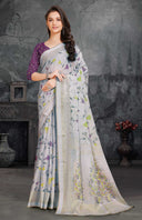 Floral Serenade Moss Silk Saree for Daily Wear
