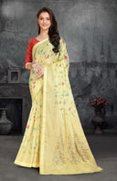 Floral Serenade Moss Silk Saree for Daily Wear