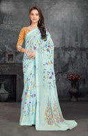 Floral Serenade Moss Silk Saree for Daily Wear