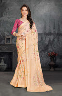 Floral Serenade Moss Silk Saree for Daily Wear
