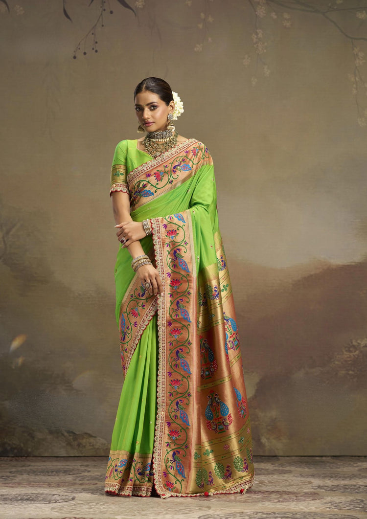 Diamond Glow Satin Saree For Wedding Wear