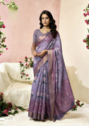 Golden Moss Crepe Saree For Semi Formal Wear