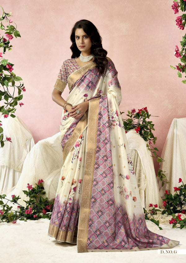 Golden Moss Crepe Saree For Semi Formal Wear
