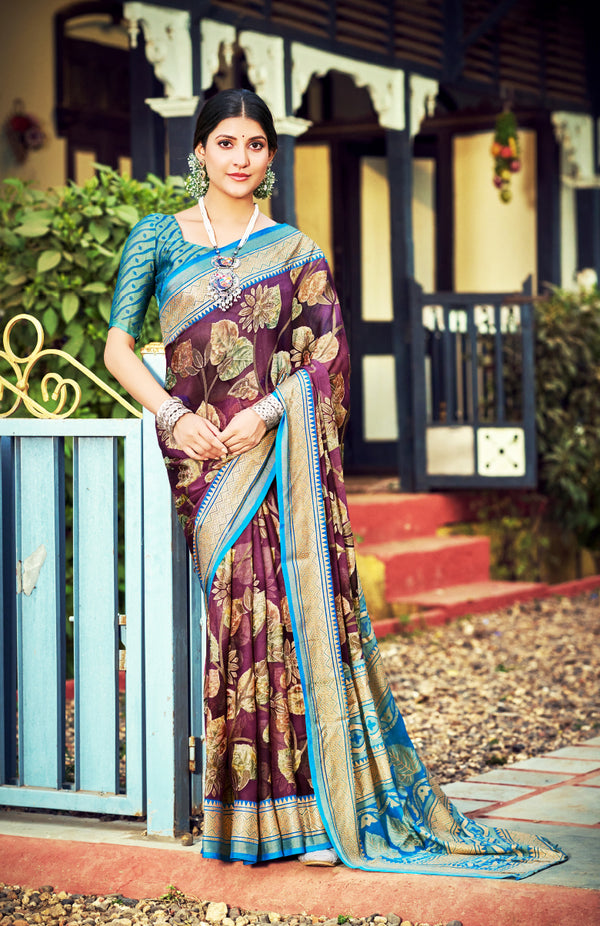 Bloom Brasso Saree For Semi Formal Wear