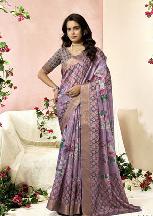 Golden Moss Crepe Saree For Semi Formal Wear