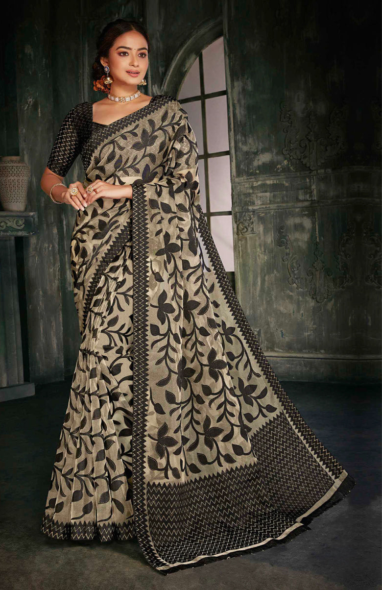 Midnight Bloom Drape Saree