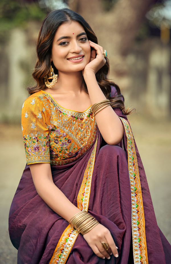 Ruhina Brasso Saree for Festive Wear
