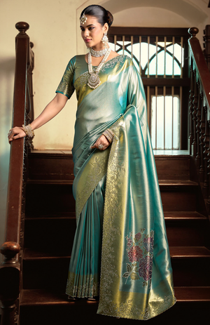 Jarkan Glow Tissue Silk Saree For Festive Wear
