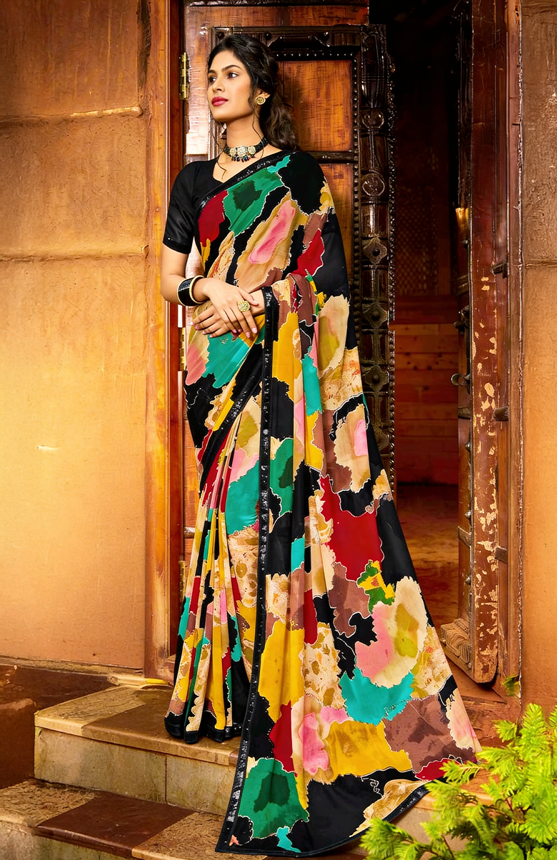 Rainbow Grace Georgette Saree For Semi Formal Wear