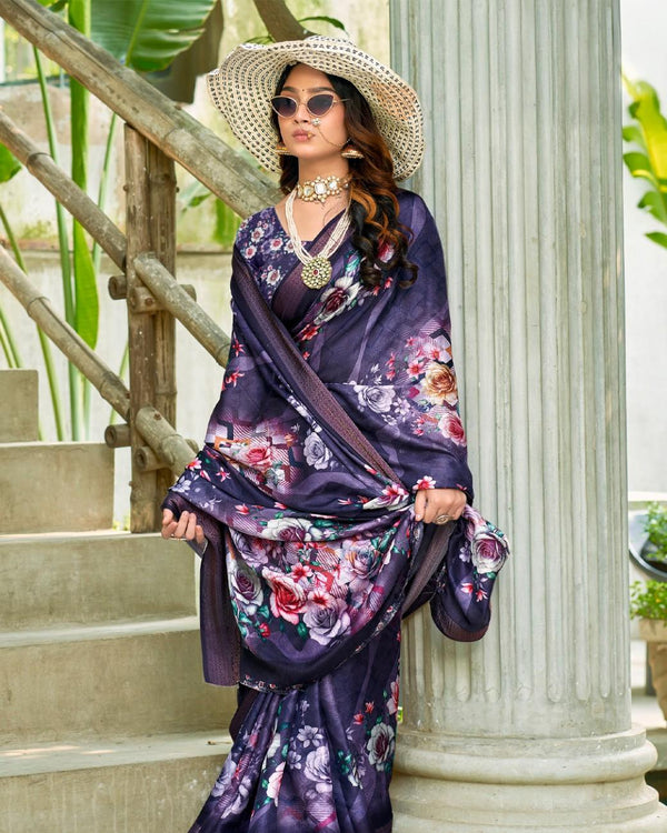 Georgette Digital Grace Saree For Semi Formal Wear