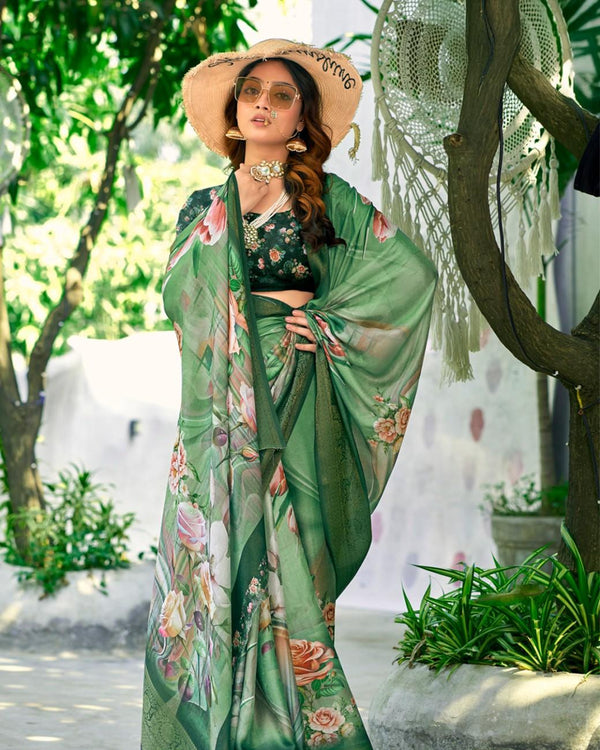 Modern Print Georgette Saree For Semi Formal Wear