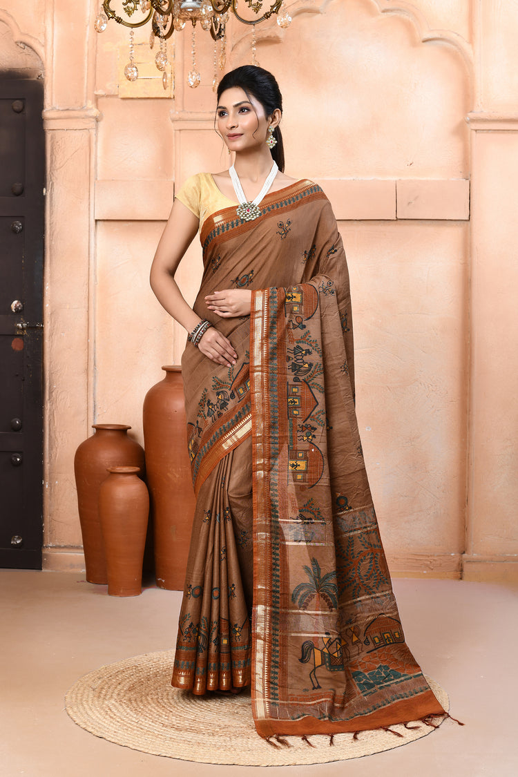 Dupion Zaricanvas Cotton Saree For Semi Formal Wear