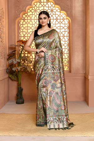 Linen Bloomprint Lilen Saree For Semi Formal Wear