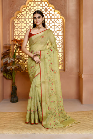 Lilen Printcharm Lilen Saree For Semi Formal Wear