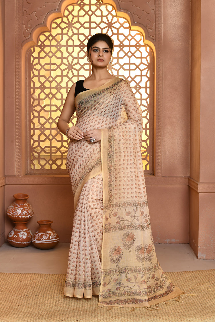 Linen Everyday Print Saree For Daily Wear