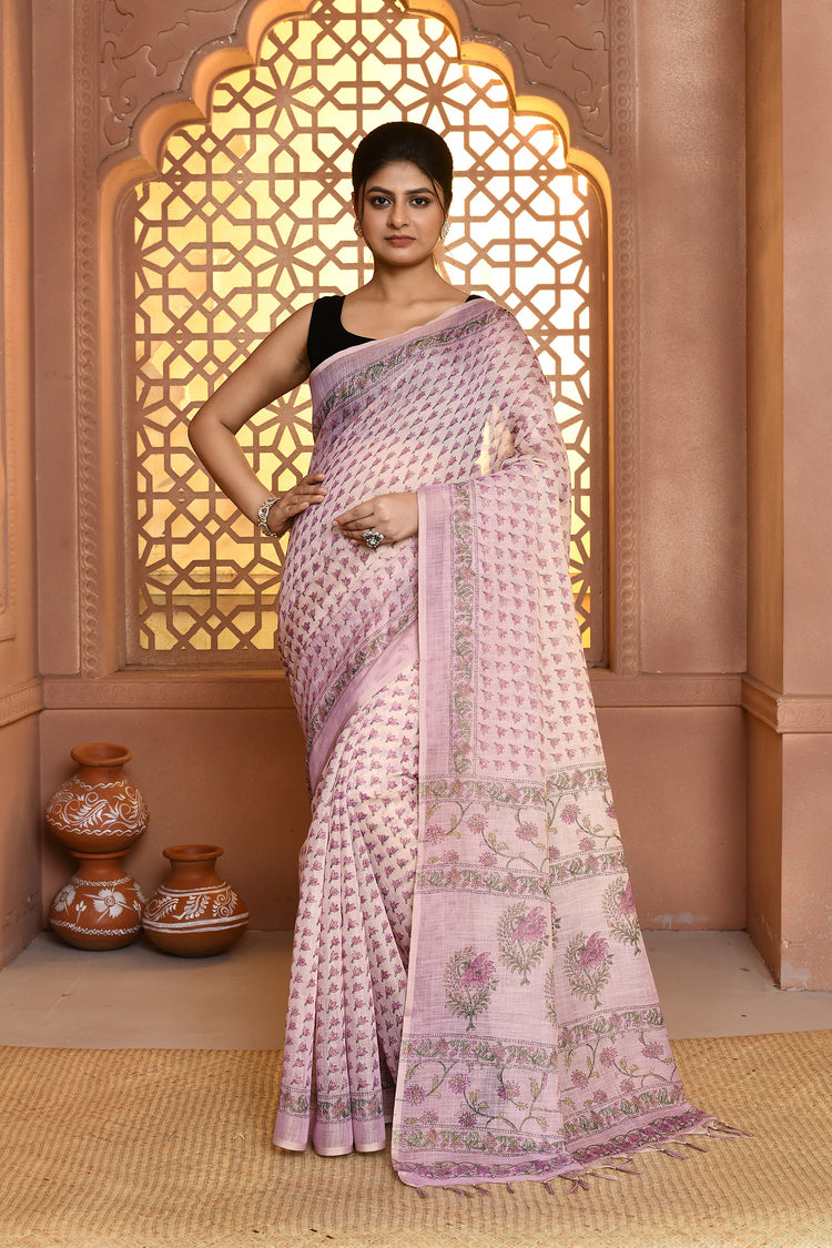 Linen Everyday Print Saree For Daily Wear