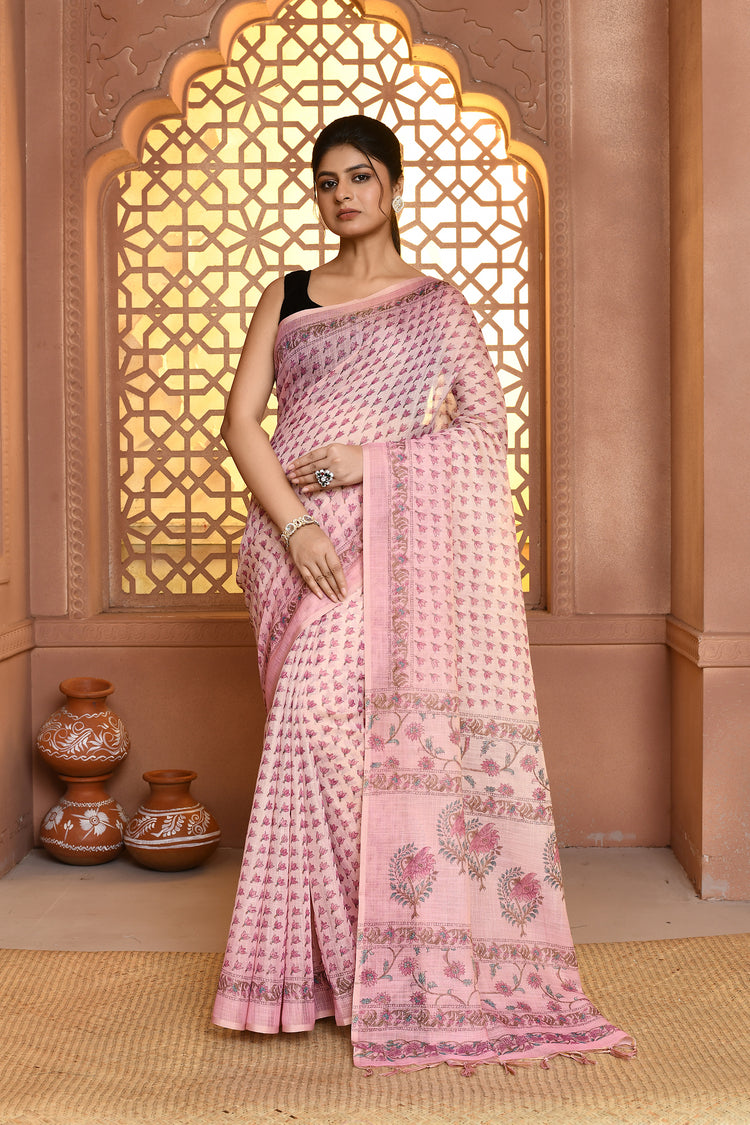 Linen Everyday Print Saree For Daily Wear