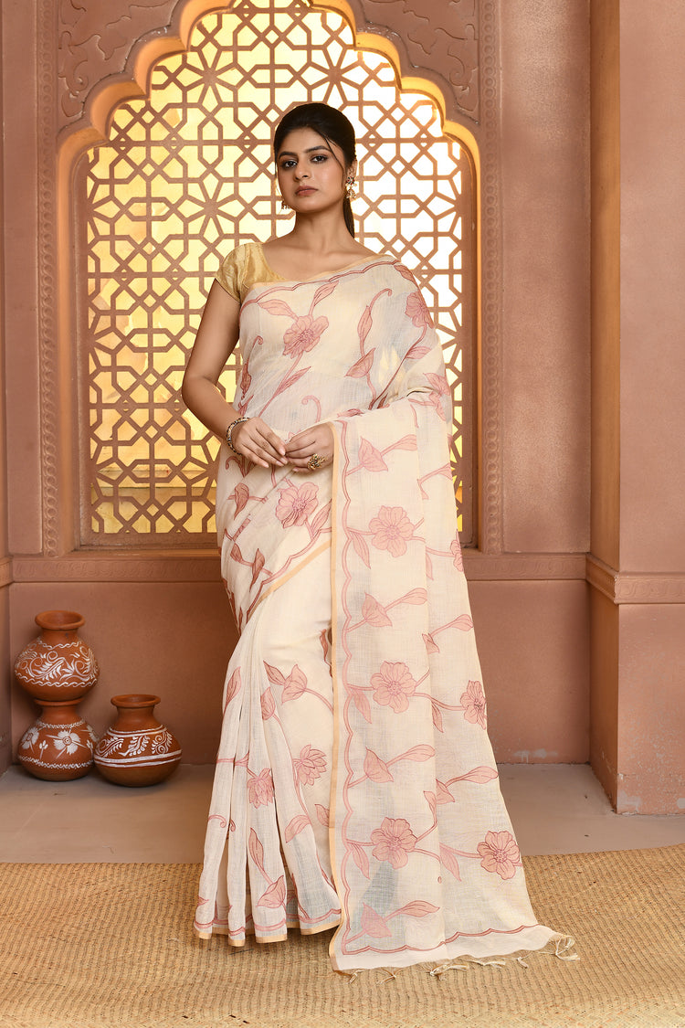 Artisanloom Linen Saree For Semi Formal Wear