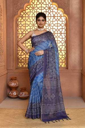Linen Bandhani Badlagrace Saree For Semi Formal