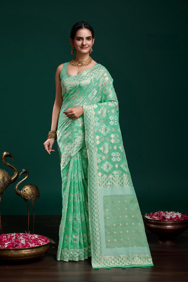 Blush Radiance Linen Saree