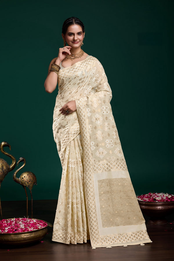 Blush Radiance Linen Saree