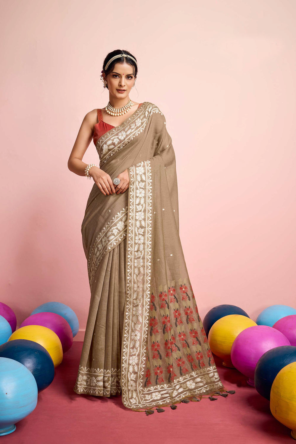 Floral woven Saree
