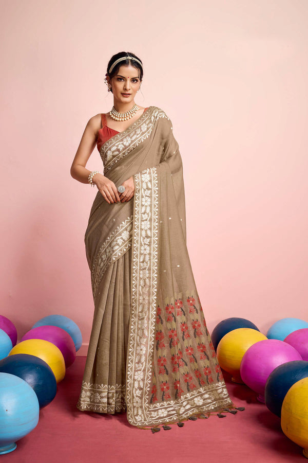 Floral woven Saree