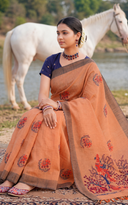 Minakari Loom Cotton Saree For Semi Formal Wear
