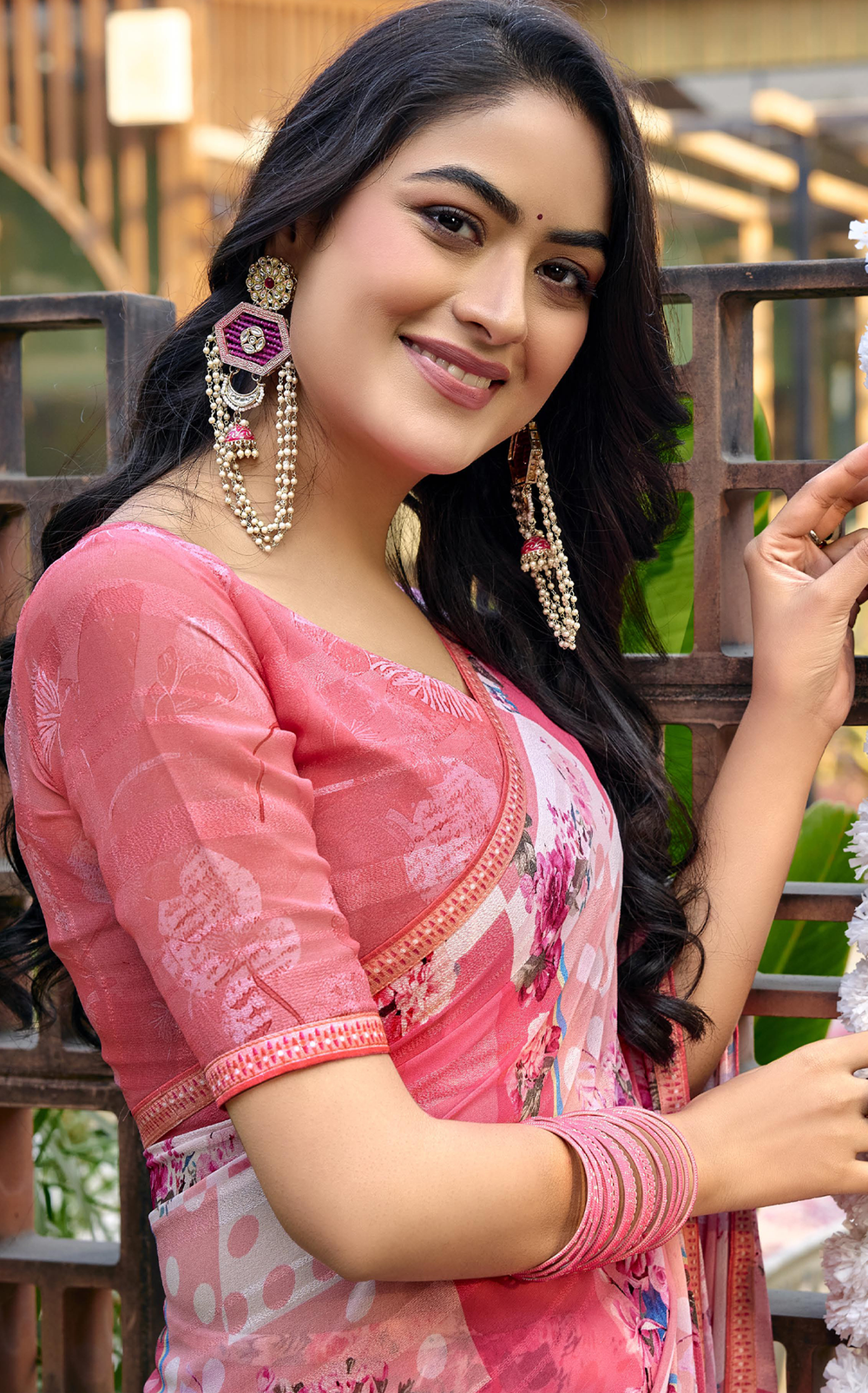 Moon Bloom Georgrtte Saree for Daily Wear