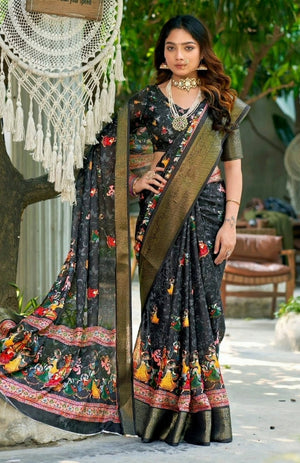 Melow Moss Crepe Saree For Semi Formal Wear