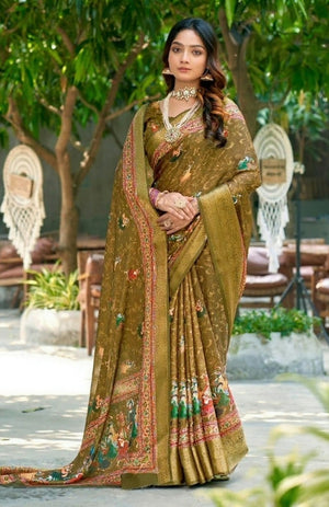 Melow Moss Crepe Saree For Semi Formal Wear