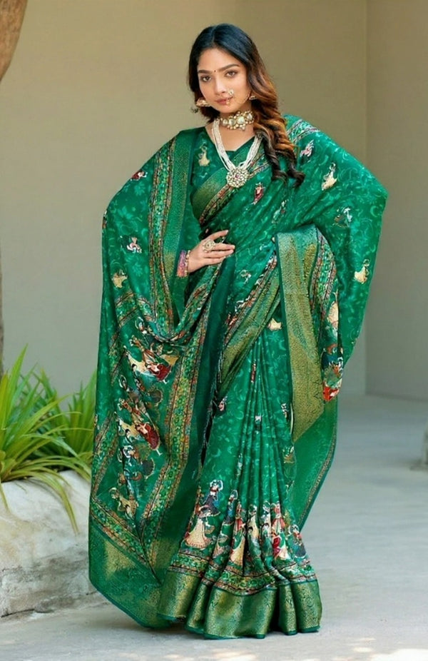 Melow Moss Crepe Saree For Semi Formal Wear